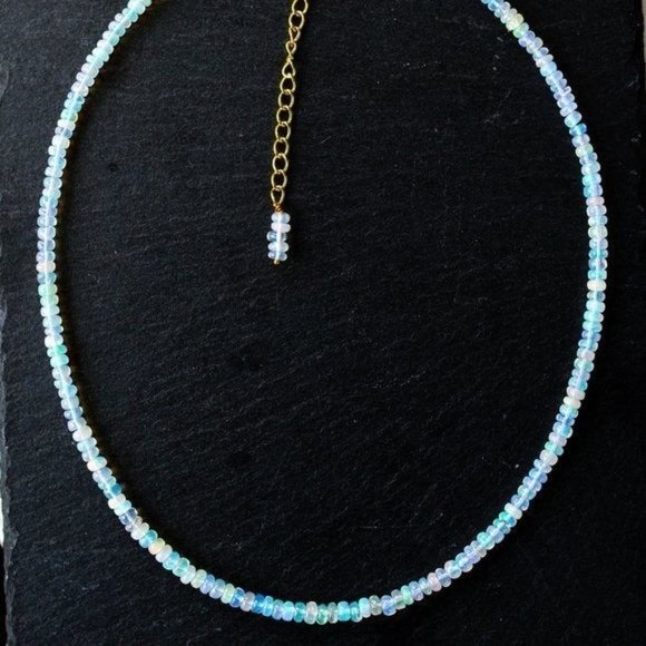 STUNNING AAA FIRE OPAL Beaded Necklace GORGEOUS Ethiopian FIRE Opals 3-4mm - Picture 11 of 14